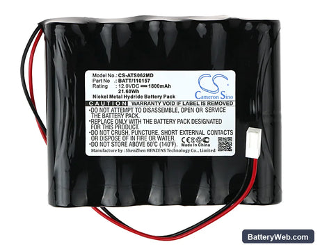 Atmos Pump Atmolit N Replacement Battery, 12V, 1800mAh, Ni-MH 5