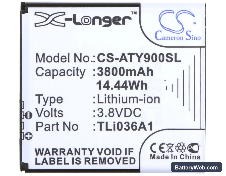 Alcatel One Touch Link Y900 Replacement Battery, 3.8V, 3800mAh, Li-ion 5