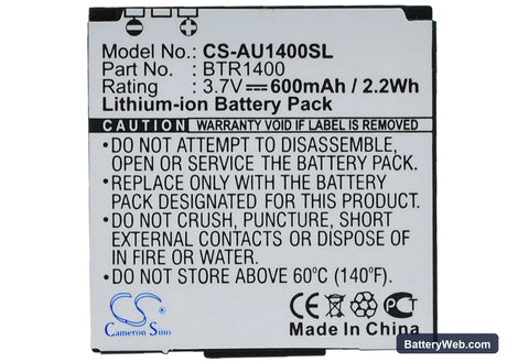 AudioVox CDM-1400 Replacement Battery, 3.7V, 600mAh, Li-ion 5