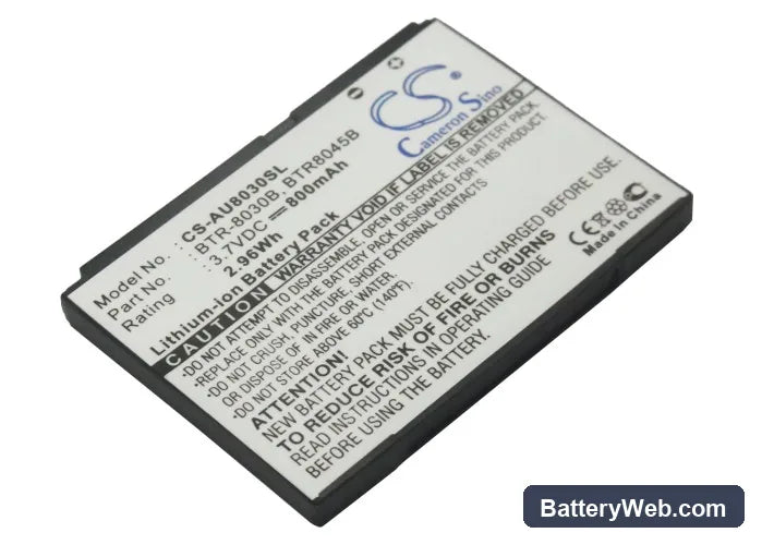 AudioVox PCD TXT8030 Replacement Battery, 3.7V, 800mAh, Li-ion 1