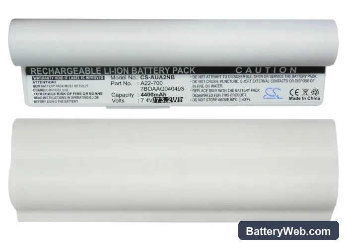 Asus Eee PC 701 Replacement Battery, 7.4V, 4400mAh, Li-ion 5