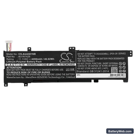 Asus Vivobook A501L Replacement Battery, 11.1V, 4200mAh, Li-Polymer 3