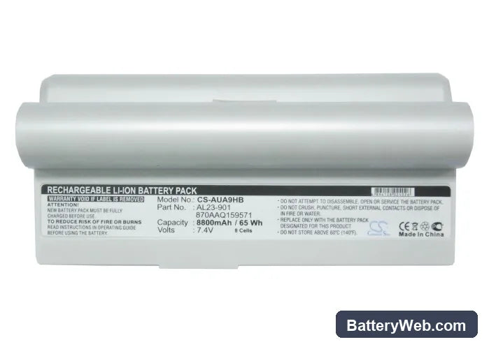 Asus Eee PC 901 Replacement Battery, 7.4V, 8800mAh, Li-ion 5