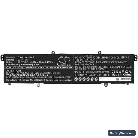 Asus 5895 Replacement Battery, 11.55V, 3500mAh, Li-Polymer 3