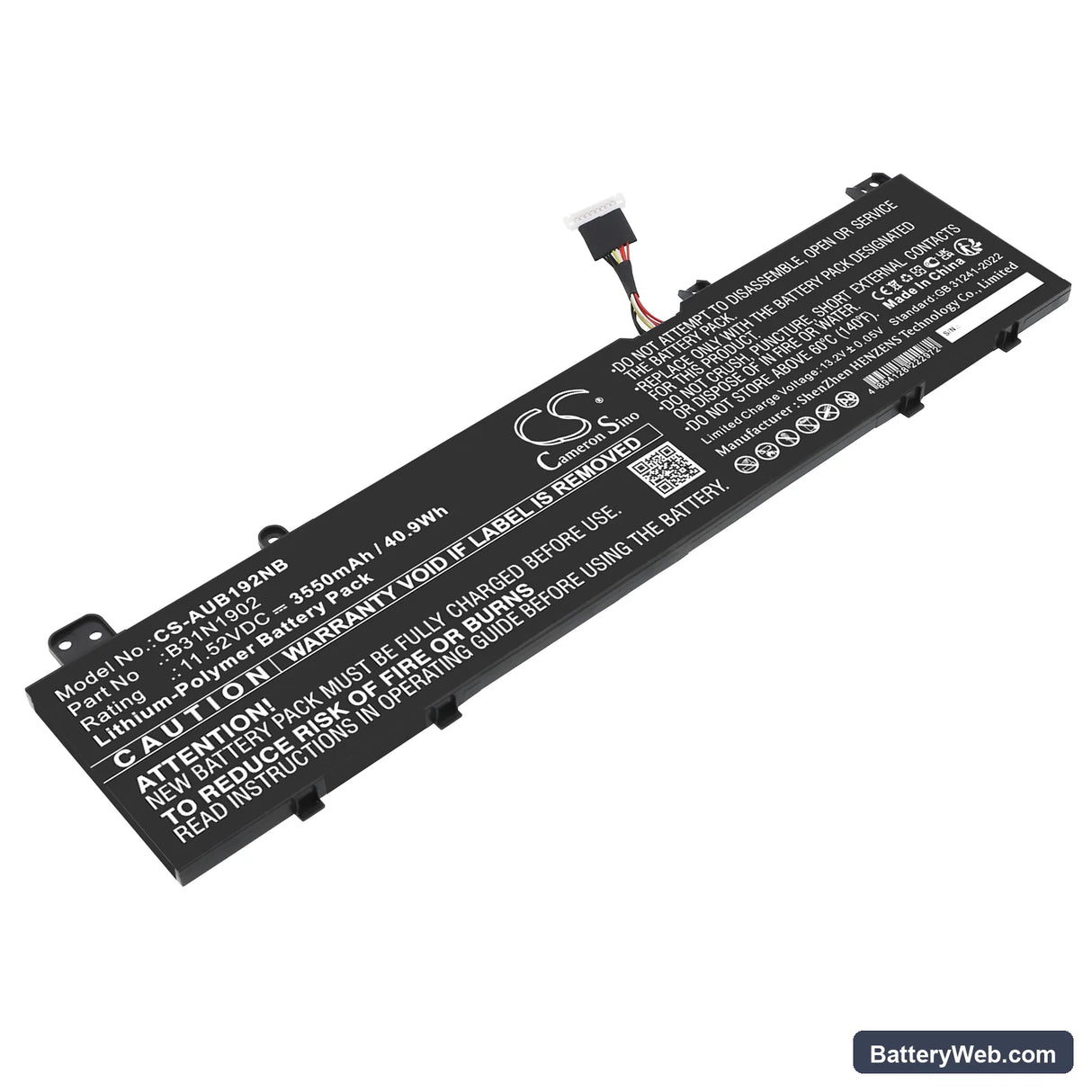 Asus Replacement Battery, 11.52V, 3550mAh, Li-Polymer 1