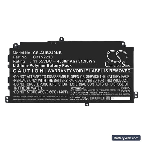 Asus B2402CVA Replacement Battery, 11.55V, 4500mAh, Li-Polymer 5