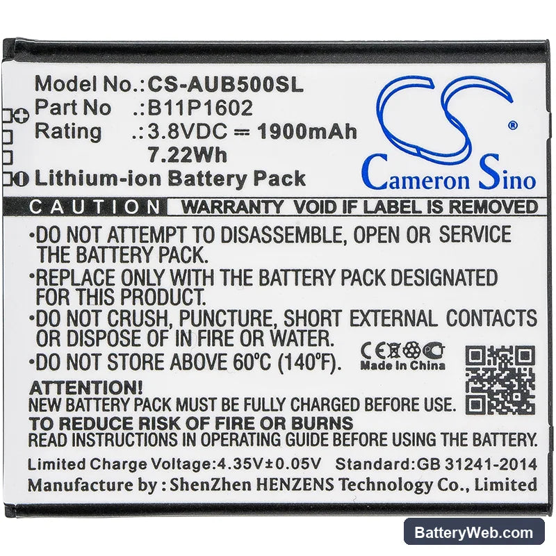 Asus ZenFone Go 5.0 Replacement Battery, 3.8V, 1900mAh, Li-ion 3