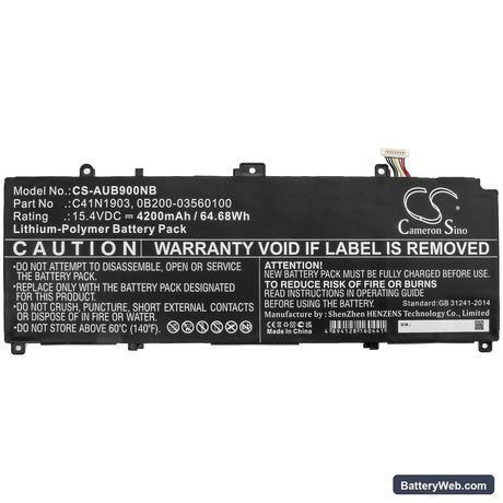 Asus ExpertBook B9450 Replacement Battery, 15.4V, 4200mAh, Li-Polymer 3