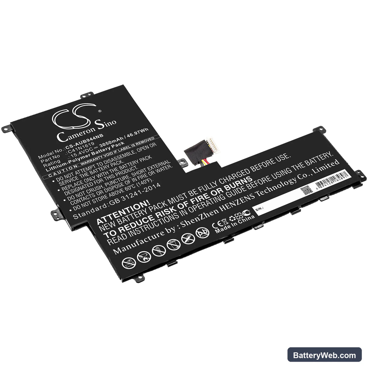 Asus B9440UA-GV0361R Replacement Battery, 15.4V, 3050mAh, Li-Polymer 1