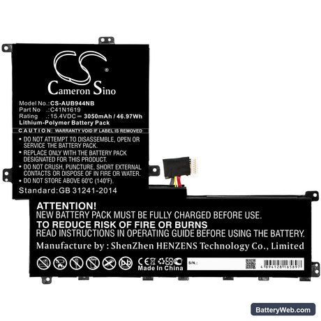 Asus B9440UA-GV0361R Replacement Battery, 15.4V, 3050mAh, Li-Polymer 3