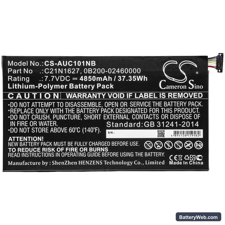 Asus Chromebook Flip C101PA-DS04 Replacement Battery, 7.7V, 4850mAh, Li-Polymer 3