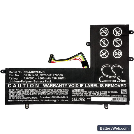 Asus Eee Book C201PA Replacement Battery, 7.6V, 4800mAh, Li-Polymer 3