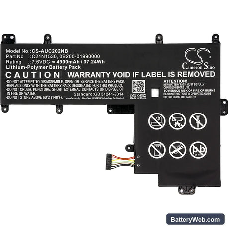Asus Chromebook C202 Replacement Battery, 7.6V, 4900mAh, Li-Polymer 3