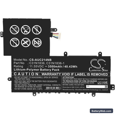 Asus C204MA-GJ0003 Replacement Battery, 11.55V, 3500mAh, Li-Polymer 3