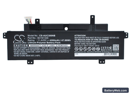 Asus Chromebook C300 Replacement Battery, 11.4V, 4200mAh, Li-Polymer 1