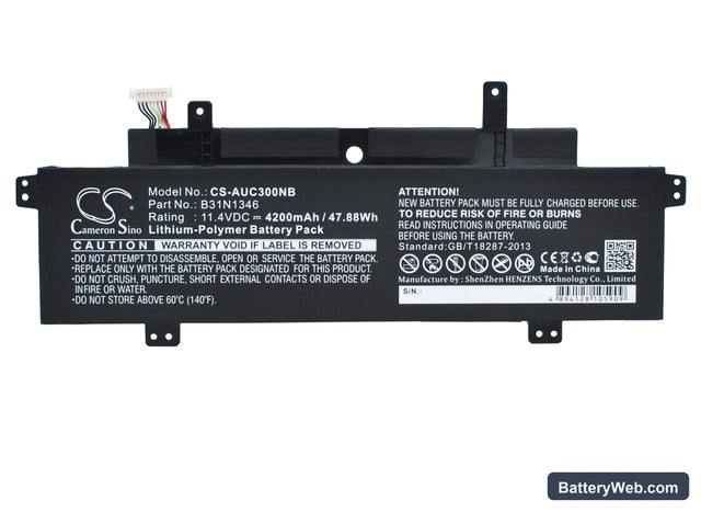 Asus Chromebook C300 Replacement Battery, 11.4V, 4200mAh, Li-Polymer 1