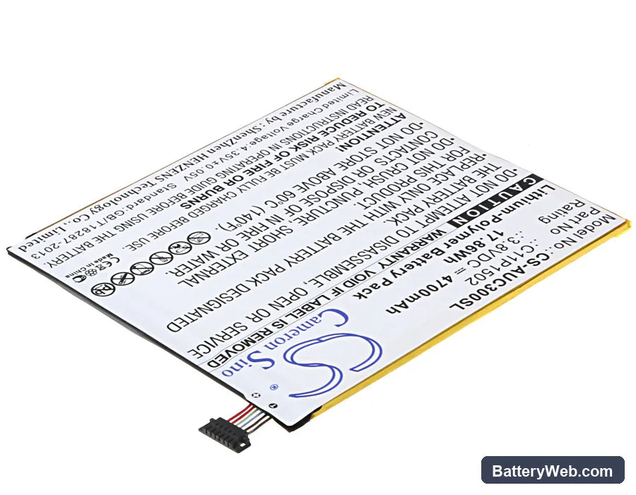 Asus ZenPad 10 Replacement Battery, 3.8V, 4700mAh, Li-Polymer 2