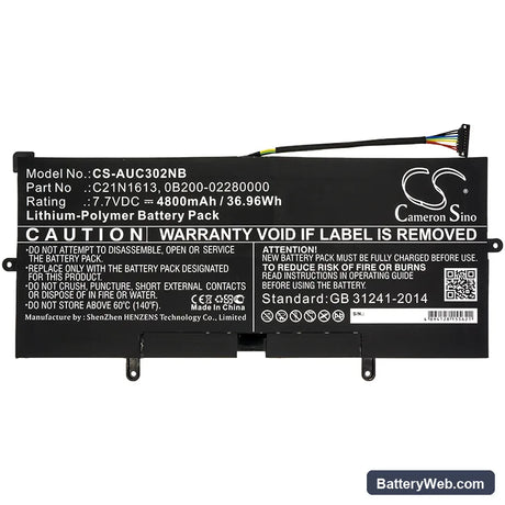 Asus Chromebook Flip C302CA-DH75 Replacement Battery, 7.7V, 4800mAh, Li-Polymer 3