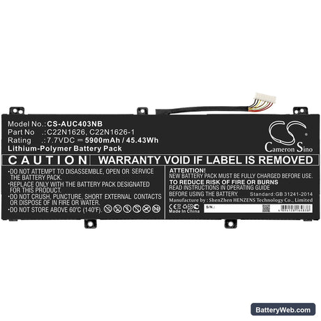 Asus Chromebook C403NA-FQ0004 Replacement Battery, 7.7V, 5900mAh, Li-Polymer 3