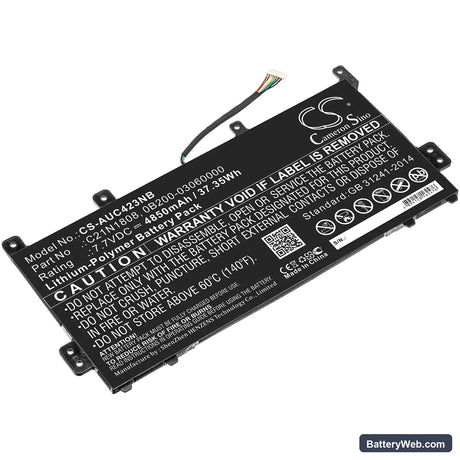 Asus C423NA-DH02 Replacement Battery, 7.7V, 4850mAh, Li-Polymer 1