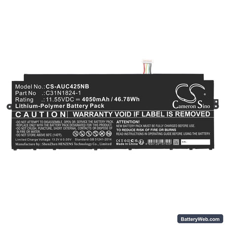 Asus Chromebook C425TA-H50041 Replacement Battery, 11.55V, 4050mAh, Li-Polymer 3