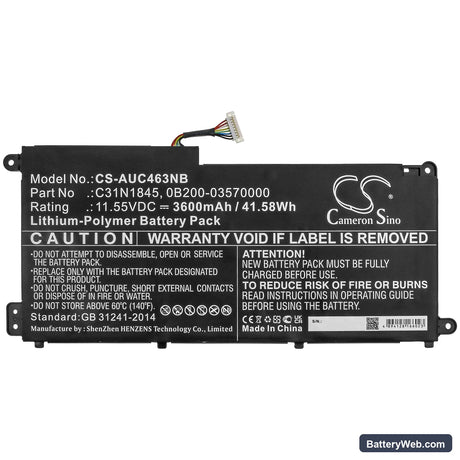 Asus Chromebook C436FA Replacement Battery, 11.55V, 3600mAh, Li-Polymer 3