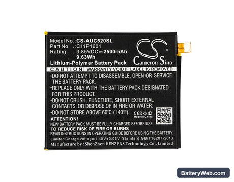 Asus ZenFone 3 5.2 Replacement Battery, 3.85V, 2500mAh, Li-Polymer 5