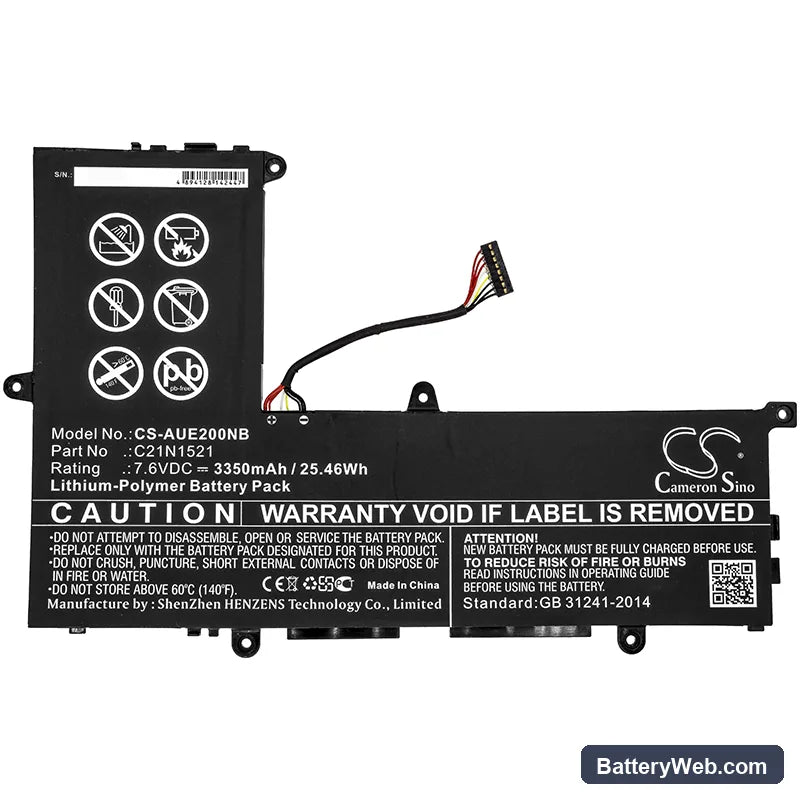 Asus VivoBook E200HA Replacement Battery, 7.6V, 3350mAh, Li-Polymer 3