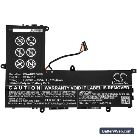 Asus VivoBook E200HA Replacement Battery, 7.6V, 3350mAh, Li-Polymer 3