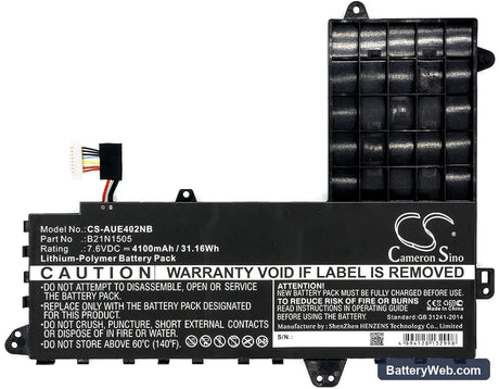 Asus E402S Replacement Battery, 7.6V, 4100mAh, Li-Polymer 3