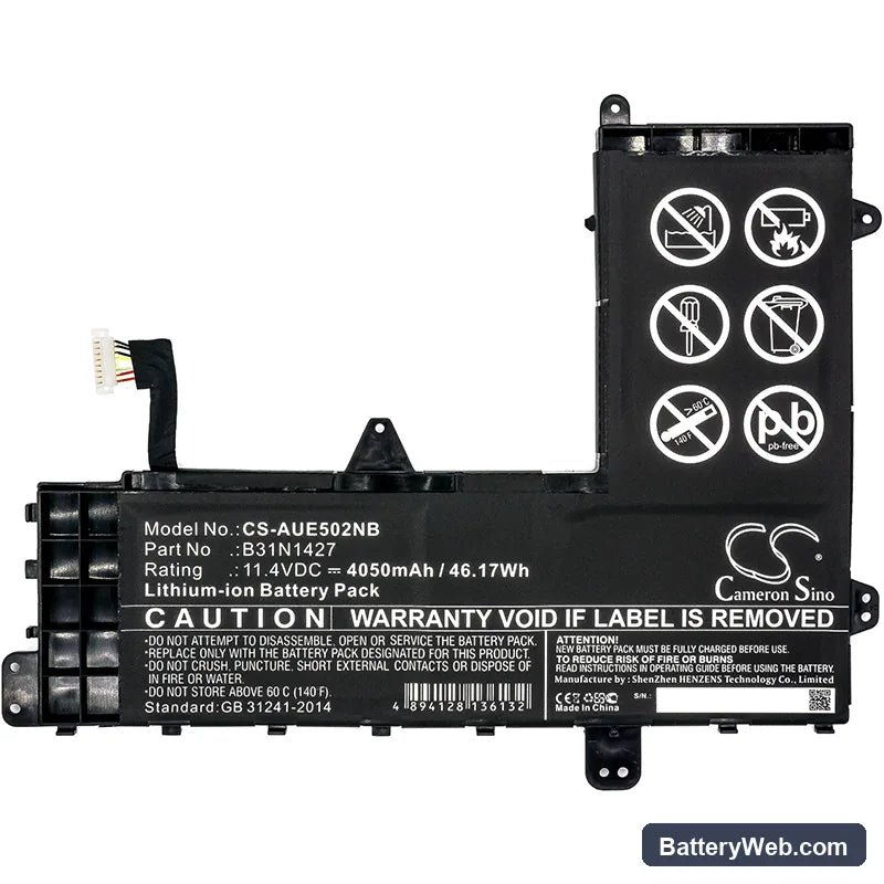 Asus E502M Replacement Battery, 11.4V, 4050mAh, Li-ion 3