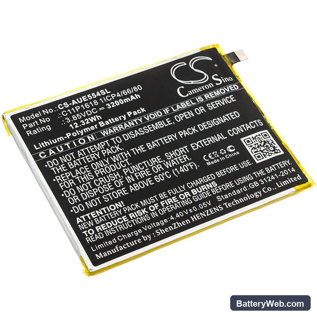 Asus ZenFone 4 Replacement Battery, 3.85V, 3200mAh, Li-Polymer 1