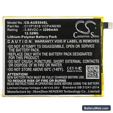 Asus ZenFone 4 Replacement Battery, 3.85V, 3200mAh, Li-Polymer 3