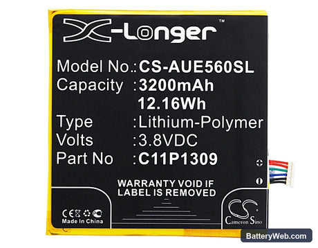 Asus Fonepad Note 6 Replacement Battery, 3.8V, 3200mAh, Li-Polymer 5