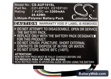 Asus Eee Transformer TF101 Replacement Battery, 7.4V, 3300mAh, Li-Polymer 5