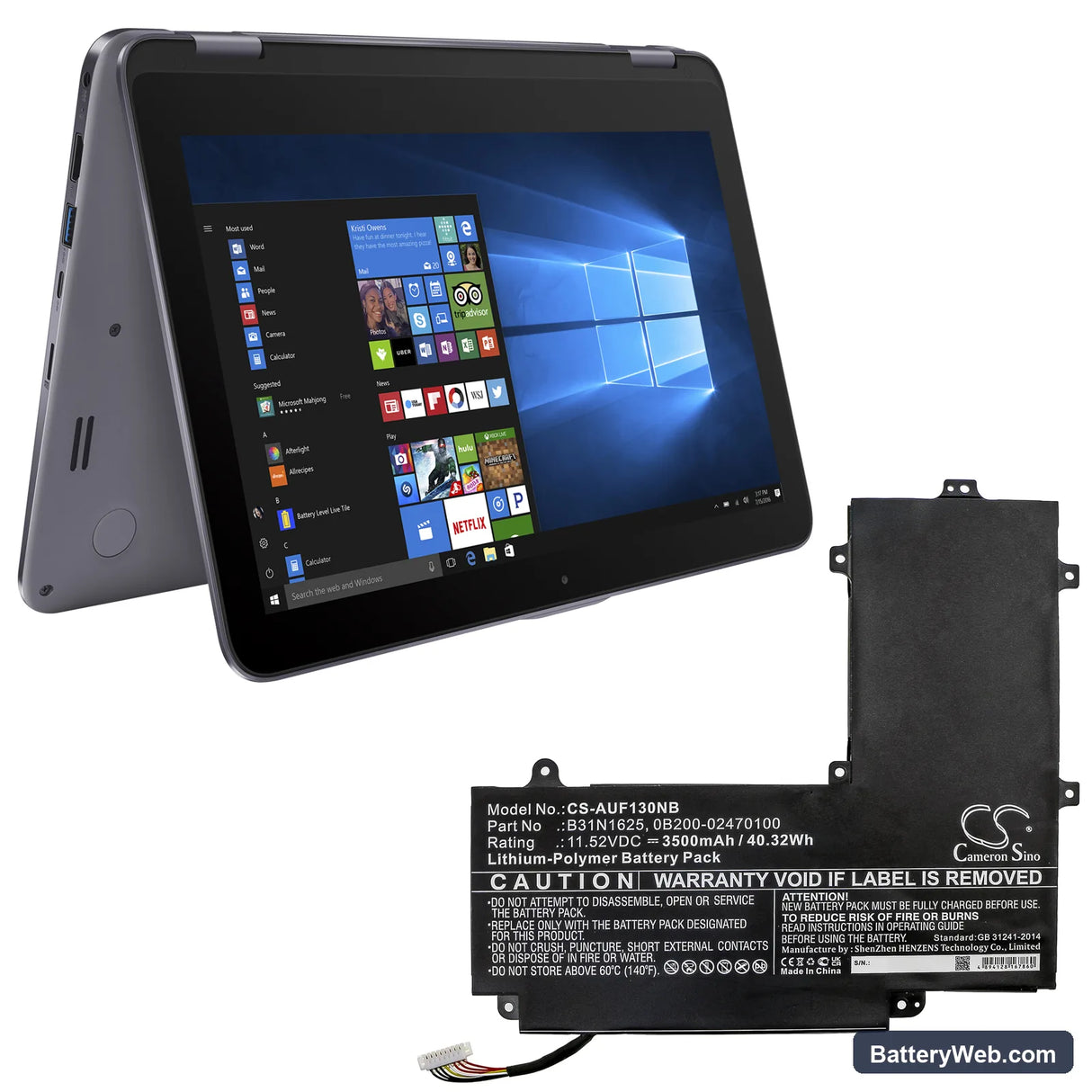 Asus VivoBook Flip 12 TP203NAH-BP054T Replacement Battery, 11.52V, 3500mAh, Li-Polymer 5