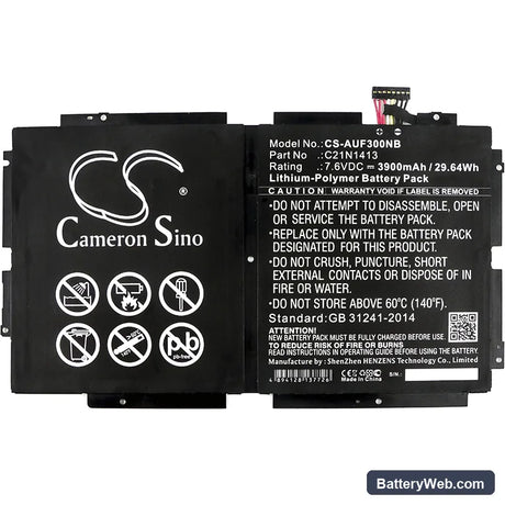 Asus Transformer Book T300FA Replacement Battery, 7.6V, 3900mAh, Li-Polymer 3