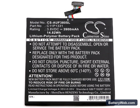 Asus Fonepad 8 Dual Sim Replacement Battery, 3.8V, 3900mAh, Li-Polymer 3