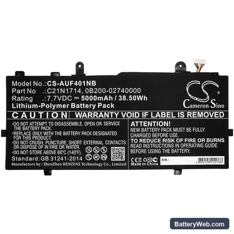Asus VivoBook Flip 14 TP401CA-EC012T Replacement Battery, 7.7V, 5000mAh, Li-Polymer 3