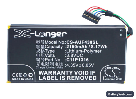 Asus Padfone mini 4.3 Replacement Battery, 3.8V, 2150mAh, Li-Polymer 1