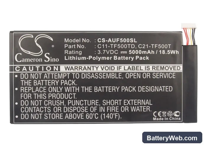 Asus EE Pad TF500 Replacement Battery, 3.7V, 5000mAh, Li-Polymer 5