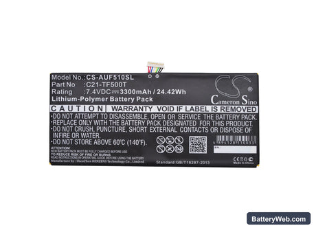 Asus Transformer Pad TF500T Replacement Battery, 7.4V, 3300mAh, Li-Polymer 5