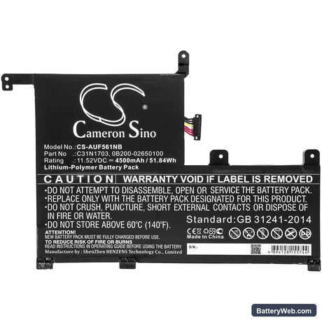 Asus ZenBook Flip UX561UN-BO011T Replacement Battery, 11.52V, 4500mAh, Li-Polymer 3