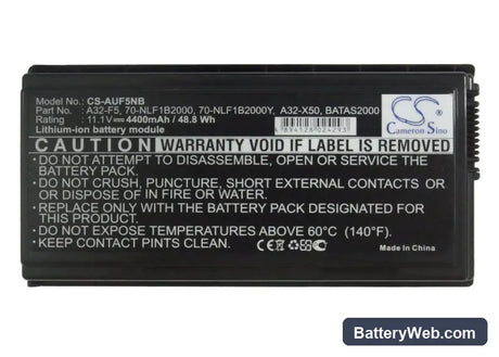 Asus F5 Replacement Battery, 11.1V, 4400mAh, Li-ion 5