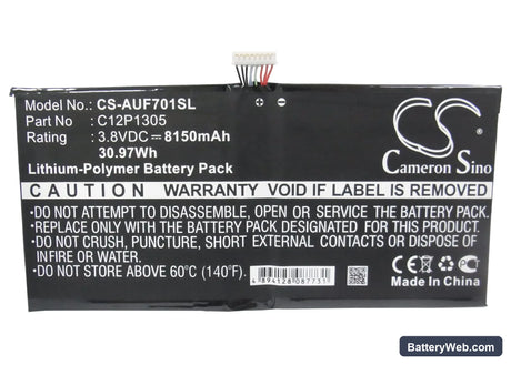 Asus Transformer TF701T Replacement Battery, 3.8V, 8150mAh, Li-Polymer 5