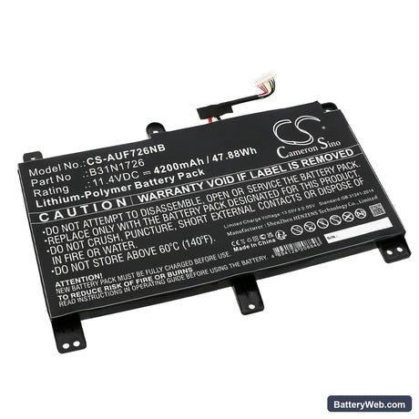 Asus FX504 Replacement Battery, 11.4V, 4200mAh, Li-Polymer 1