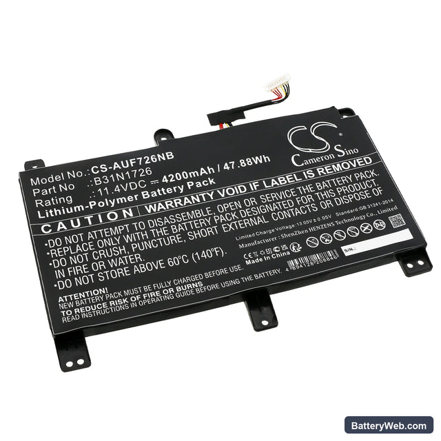 Asus FX504 Replacement Battery, 11.4V, 4200mAh, Li-Polymer 1