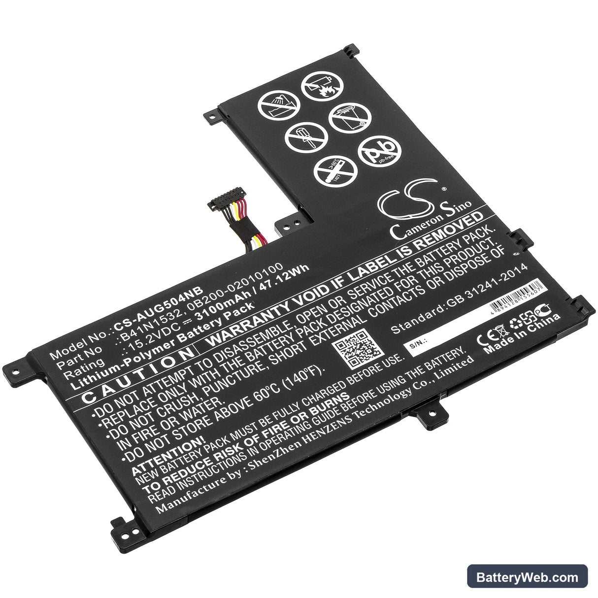 Asus Q504UA-BHI5T13 Replacement Battery, 15.2V, 3100mAh, Li-Polymer 1