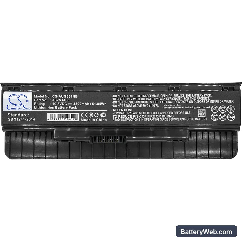 Asus G551 Replacement Battery, 10.8V, 4800mAh, Li-ion 3