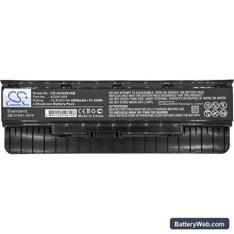 Asus G551 Replacement Battery, 10.8V, 4800mAh, Li-ion 3